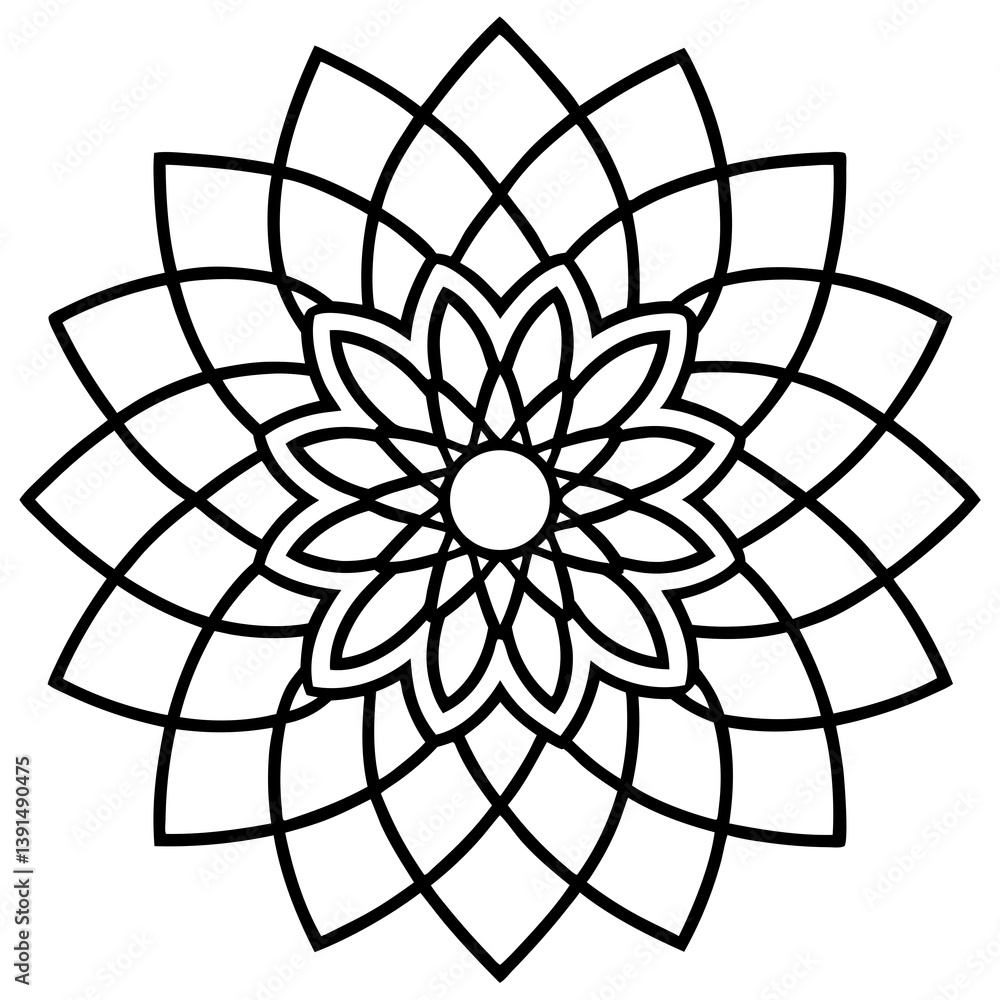 Obraz premium Typography letter based mandala line art vector illustration 