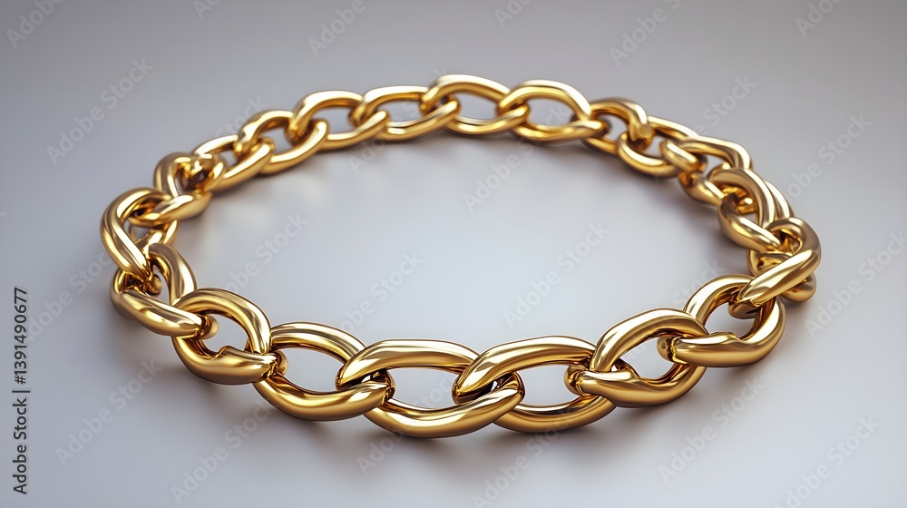 Fototapeta premium Elegant gold chain necklace with interlocking links, symbolizing luxury and sophistication. Isolated on a transparent background.
