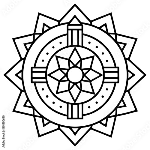 Urban street fashion mandala line art vector illustration 