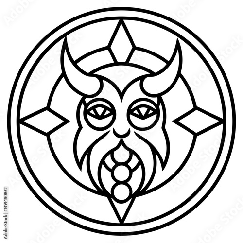 Viking Norse myth mandala line art vector illustration 