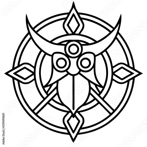 Viking Norse myth mandala line art vector illustration 