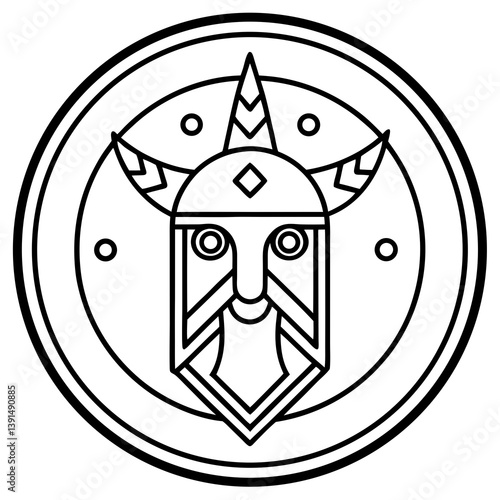 Viking Norse myth mandala line art vector illustration 