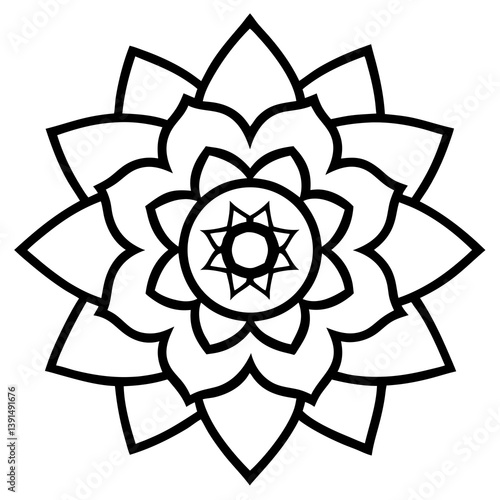 Zen minimalist ink brush mandala line art vector illustration 