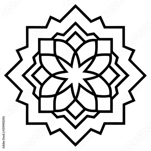 Islamic arabesque pattern mandala line art vector illustration 