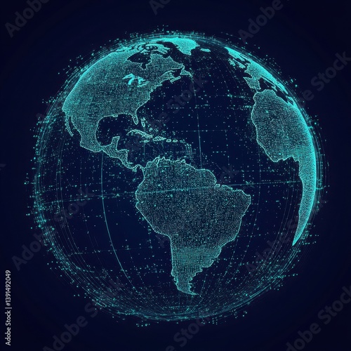 Glowing Digital Earth Globe Abstract Network Connection