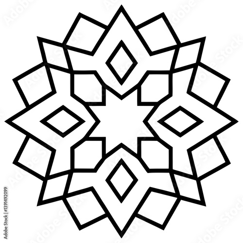 Islamic arabesque pattern mandala line art vector illustration 