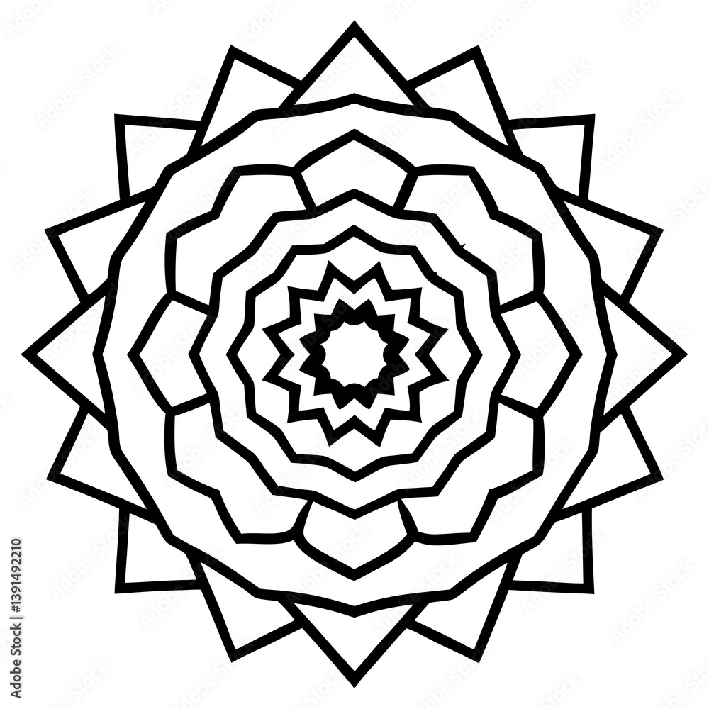 Layered paper cutout mandala line art vector illustration Layered paper cutout mandala line art vector illustration