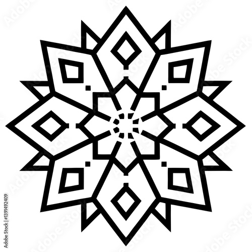 Led pixel digital mandala line art vector illustration 