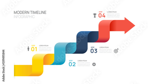 Infographics arrow symbol timeline business 4 steps to success template.
