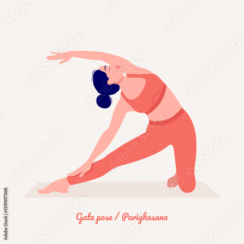 Gate pose. Young woman practicing Yoga pose. Woman workout fitness, aerobic and exercise
See less