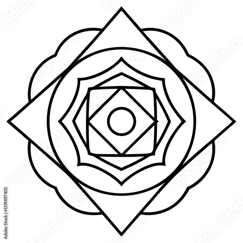 Tantric energy chakra mandala  line art vector  illustration