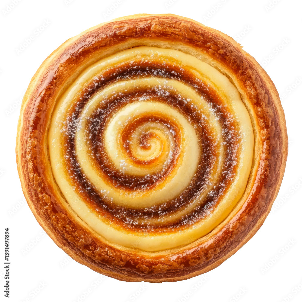 A tasty lemon Danish stands out against a white background A tasty lemon Danish stands out against a white background