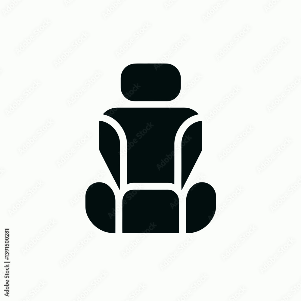 very simple flat and single minimalist Car Seat Headrest Silhouette in black on a white background very simple flat and single minimalist Car Seat Headrest Silhouette in black on a white background