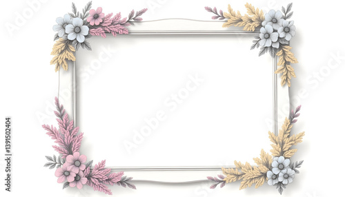 Realist drawing Flower frame, flower background. Mother's Day, Wedding, feminine, isolated flowers. flower decoration, deco, Rose, Lily, background, postcard, mock up, watercolor, colorpencil, gouache