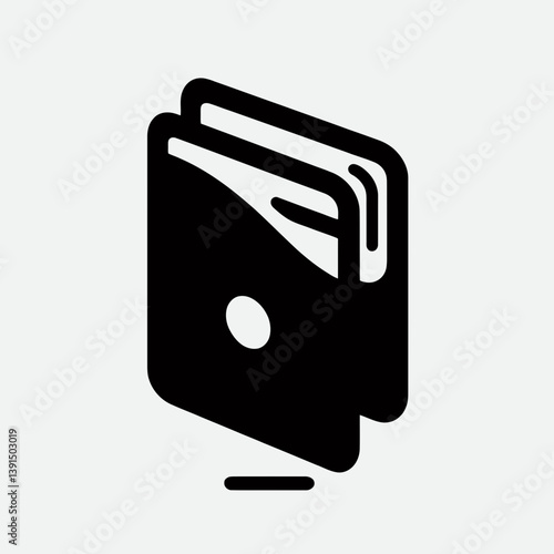 very simple flat and single minimalist Card Holder Silhouette in black on a white background