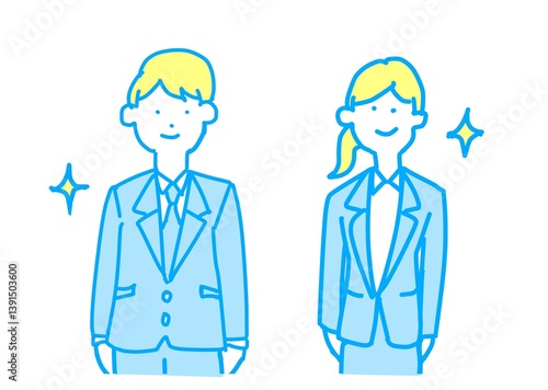 若いスーツの男女