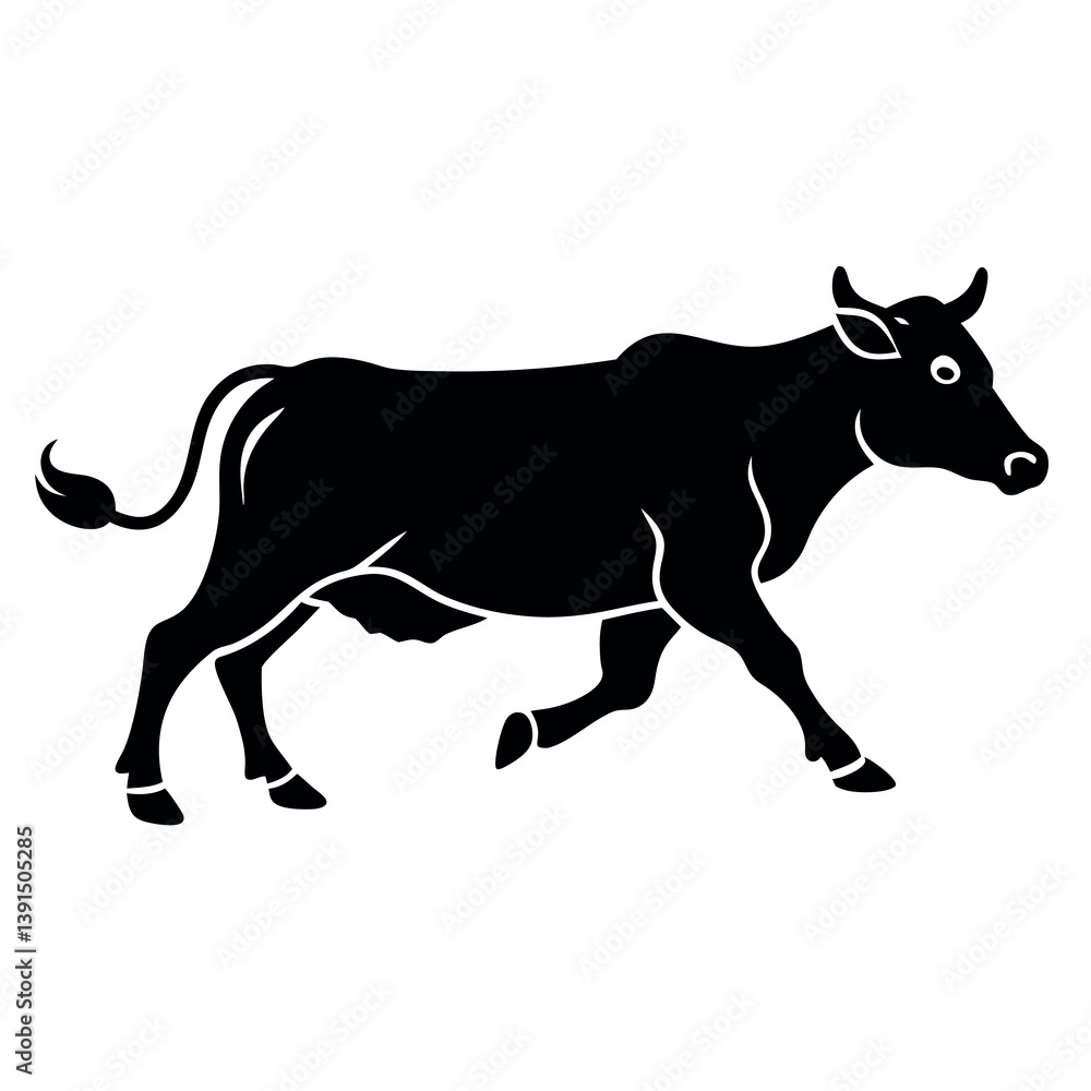 Obraz premium A minimalist-yet-intricate-set-of-a-running-cow 