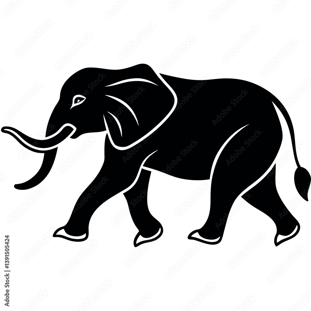Fototapeta premium A minimalist-yet-intricate-set-of-a-running-elephant.