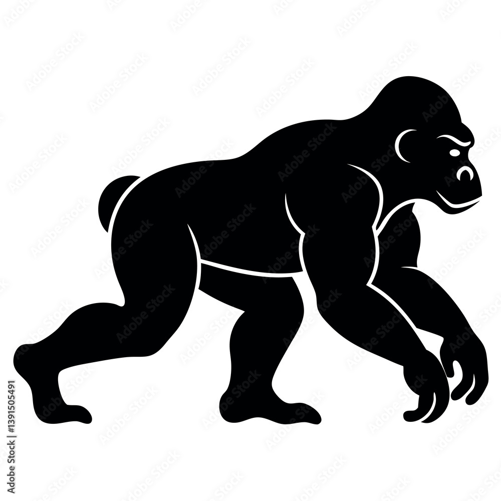 Obraz premium A minimalist-yet-intricate-set-of-a-running-gorilla 