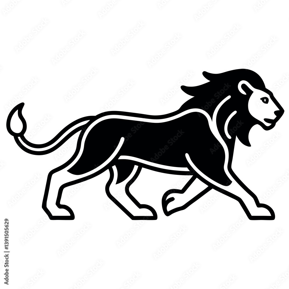 Fototapeta premium A minimalist-yet-intricate-set-of-a-running-lion