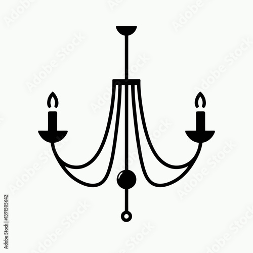 very simple flat and single minimalist Chandelier Arm Silhouettes in black on a white background
