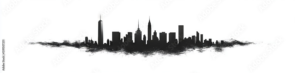 Naklejka premium Vancouver skyline in silhouette with its reflection. The landscape of Vancouver, British Columbia. A modern illustration