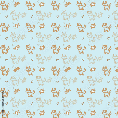 Seamless Cute Cat Background Pattern Vector