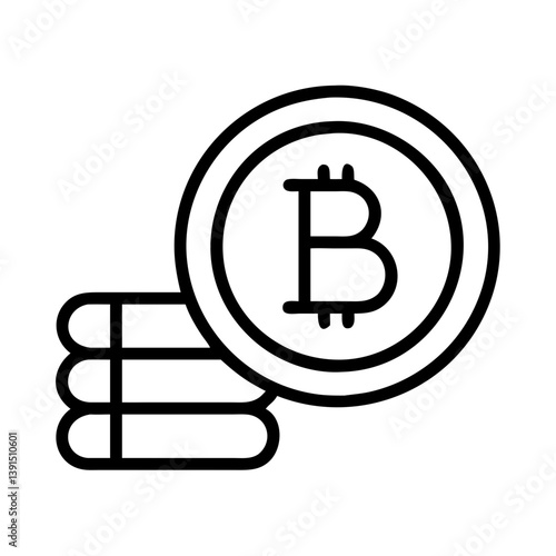Bitcoin cryptocurrency digital money blockchain finance investment coin stack vector icon design 100 char
