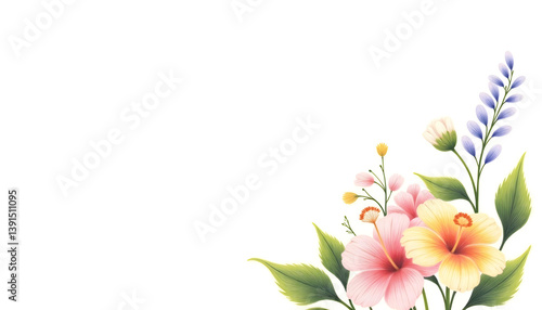 realist drawing Flower frame, flower background. Mother's Day, Wedding, feminine, isolated flowers. flower decoration, deco, Rose, Lily, background, postcard, mock up, watercolor, colorpencil, gouache