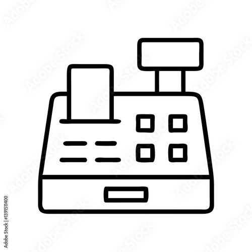 Cash register machine icon vector illustration for point of sale system and retail business management 100