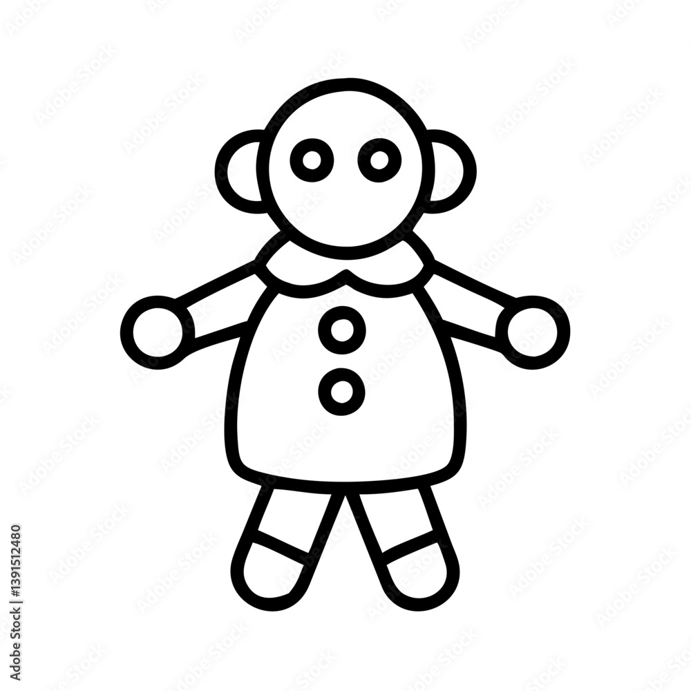 Outline vector drawing of a gingerbread man cookie for christmas holiday season design and decoration use Outline vector drawing of a gingerbread man cookie for christmas holiday season design and decoration use