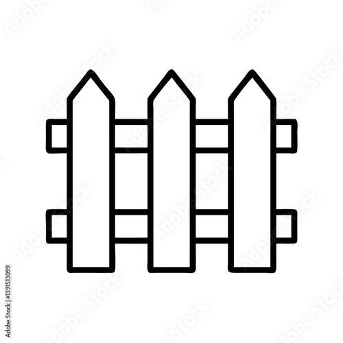 Outline fence design for garden privacy and security vector illustration simple fence line art icon design
