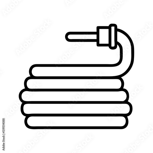 Coiled garden hose vector illustration for gardening and irrigation equipment and supplies icon graphic design 100