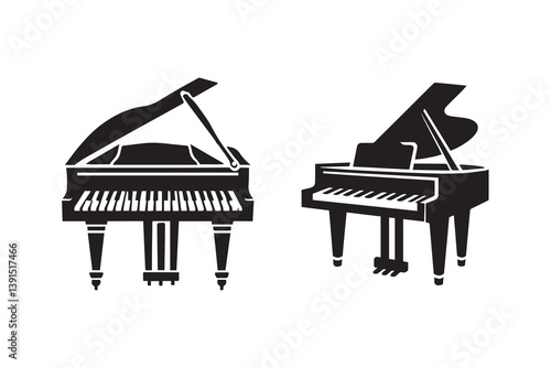 Piano Silhouette Illustration – Musical Instrument Vector Art Design