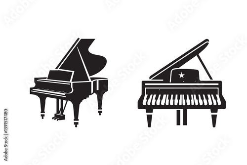Piano Silhouette Illustration – Musical Instrument Vector Art Design