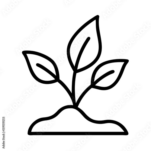Planting seedling growing in soil vector icon illustration for agriculture and nature related designs needs