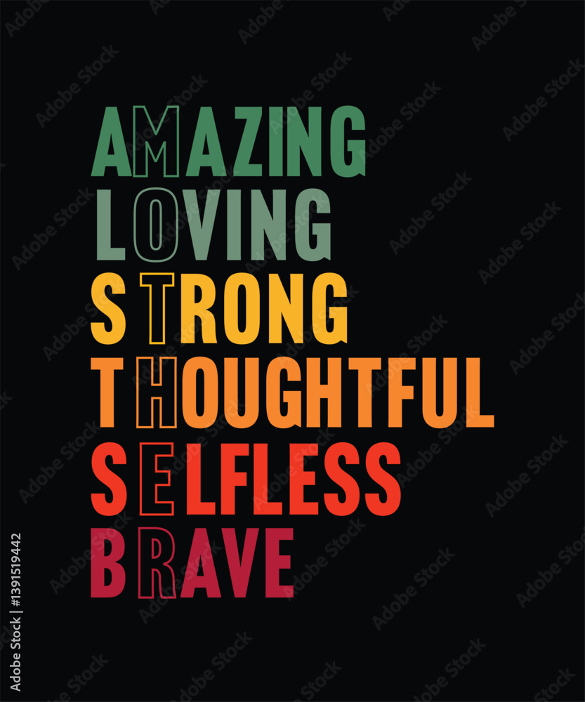 Obraz premium Vibrant Mother's Day Typography Word Art T-Shirt Design.