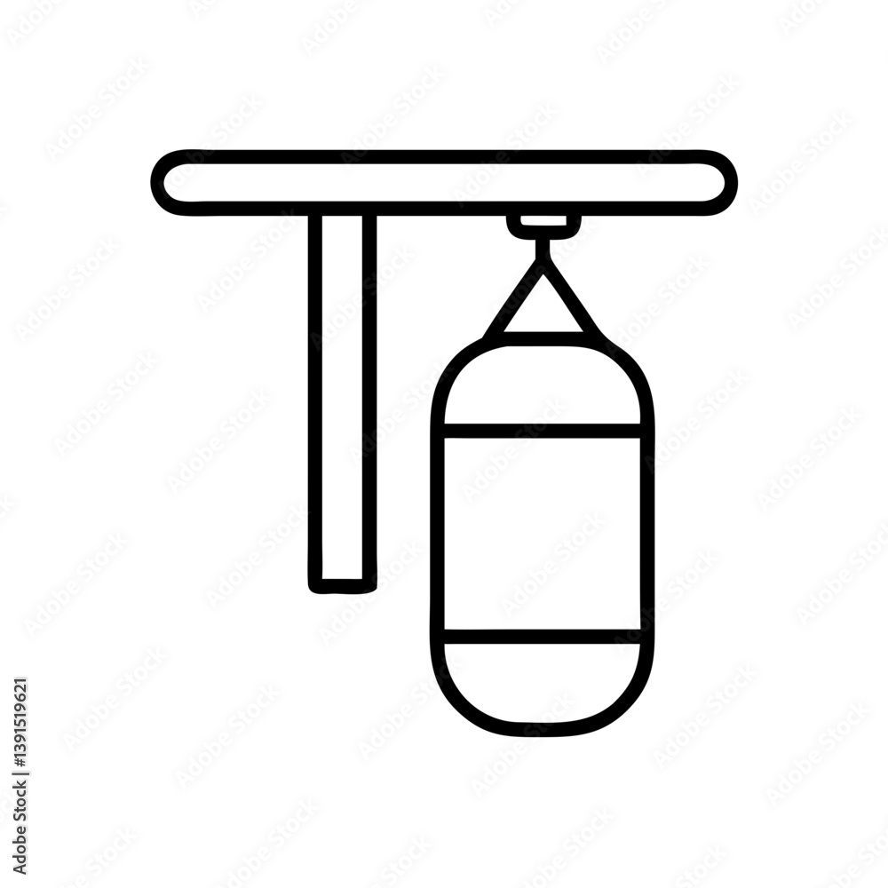 Outline punching bag vector illustration for boxing workout training and fitness equipment design concept Outline punching bag vector illustration for boxing workout training and fitness equipment design concept