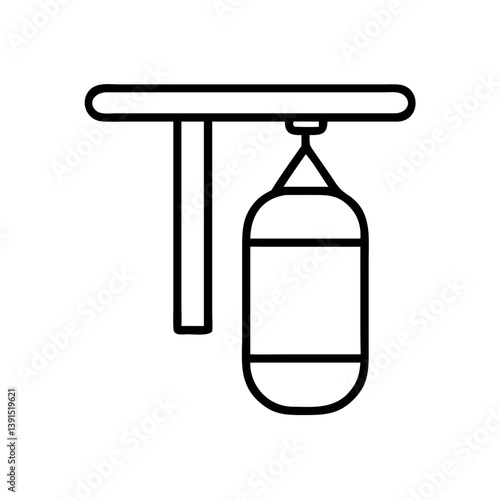 Outline punching bag vector illustration for boxing workout training and fitness equipment design concept