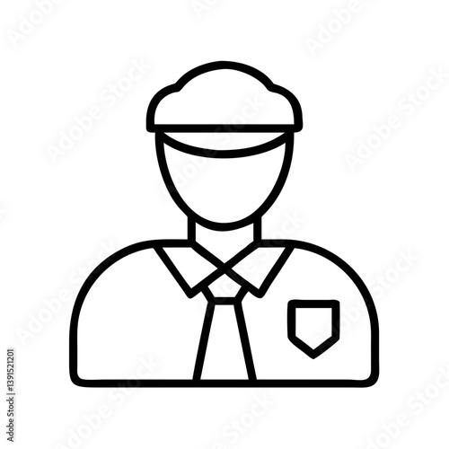 Security guard icon vector illustration of a person in uniform with tie and cap outline style vector 100