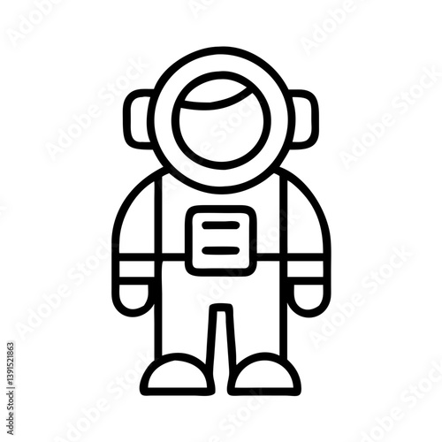 Astronaut outline vector illustration, space explorer icon, spaceman in suit, cosmos and universe themed art