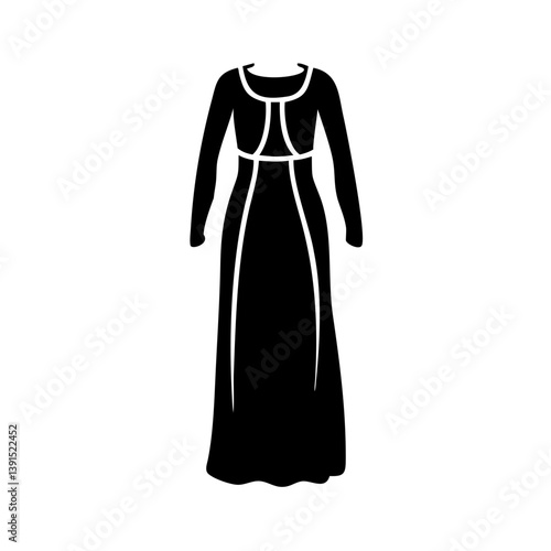 maxi dress icon, maxi dress line art - simple line art of maxi dress, perfect for maxi dress logos and icons