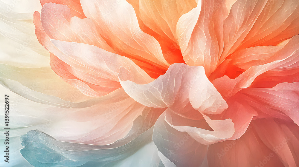 Soft Petals Bloom: An eye-level perspective of a vibrant, blooming flower with delicate petals unfurling in a symphony of colors. Soft Petals Bloom: An eye-level perspective of a vibrant, blooming flower with delicate petals unfurling in a symphony of colors.