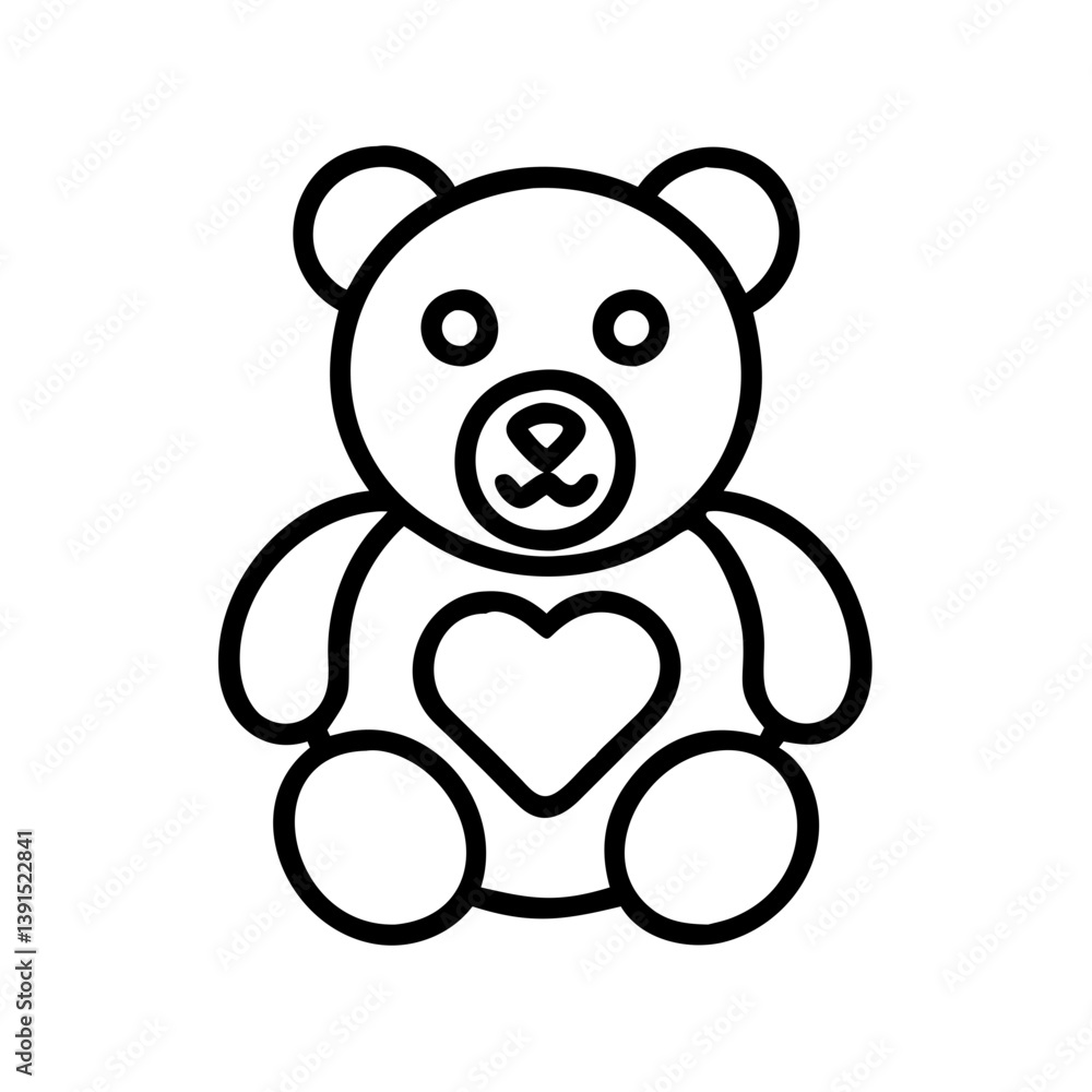 Obraz premium Cute teddy bear outline vector illustration for kids coloring pages and logo design template ideas