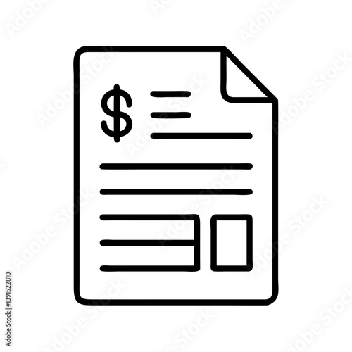 Dollar invoice document icon vector illustration for finance and accounting management and payment records