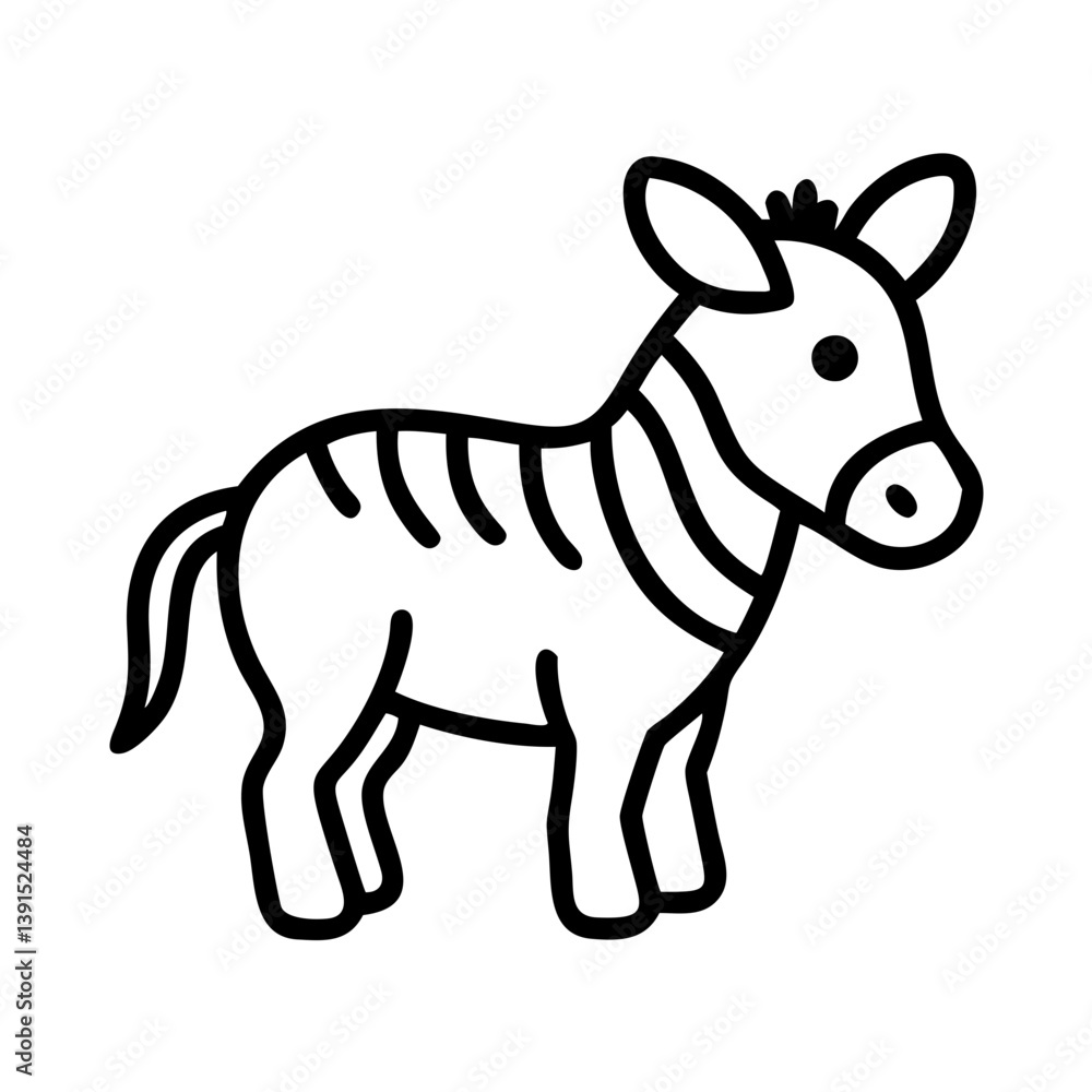 Obraz premium Zebra outline drawing vector illustration cute animal black and white safari africa wild mammal equine art design zoo 100