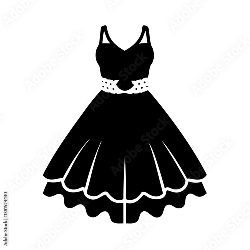 tulle dress icon, tulle dress line art - simple line art of tulle dress, perfect for tulle dress logos and icons