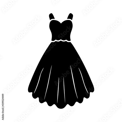 tulle dress icon, tulle dress line art - simple line art of tulle dress, perfect for tulle dress logos and icons