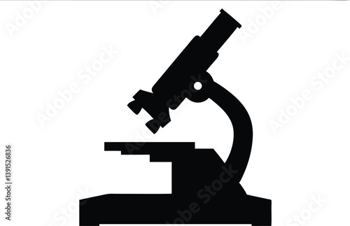 Microscope silhouette vector, microscope science equipment clip art