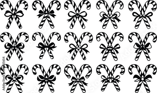 Christmas candy canes  silhouette set